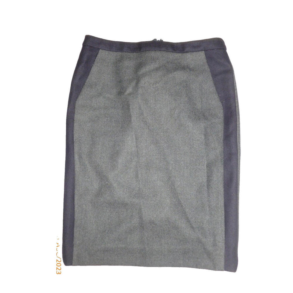 J. Crew No 2 Pencil Skirt 100% Wool Charcoal Gray Lined 30x23" Side Stripe sz 8
